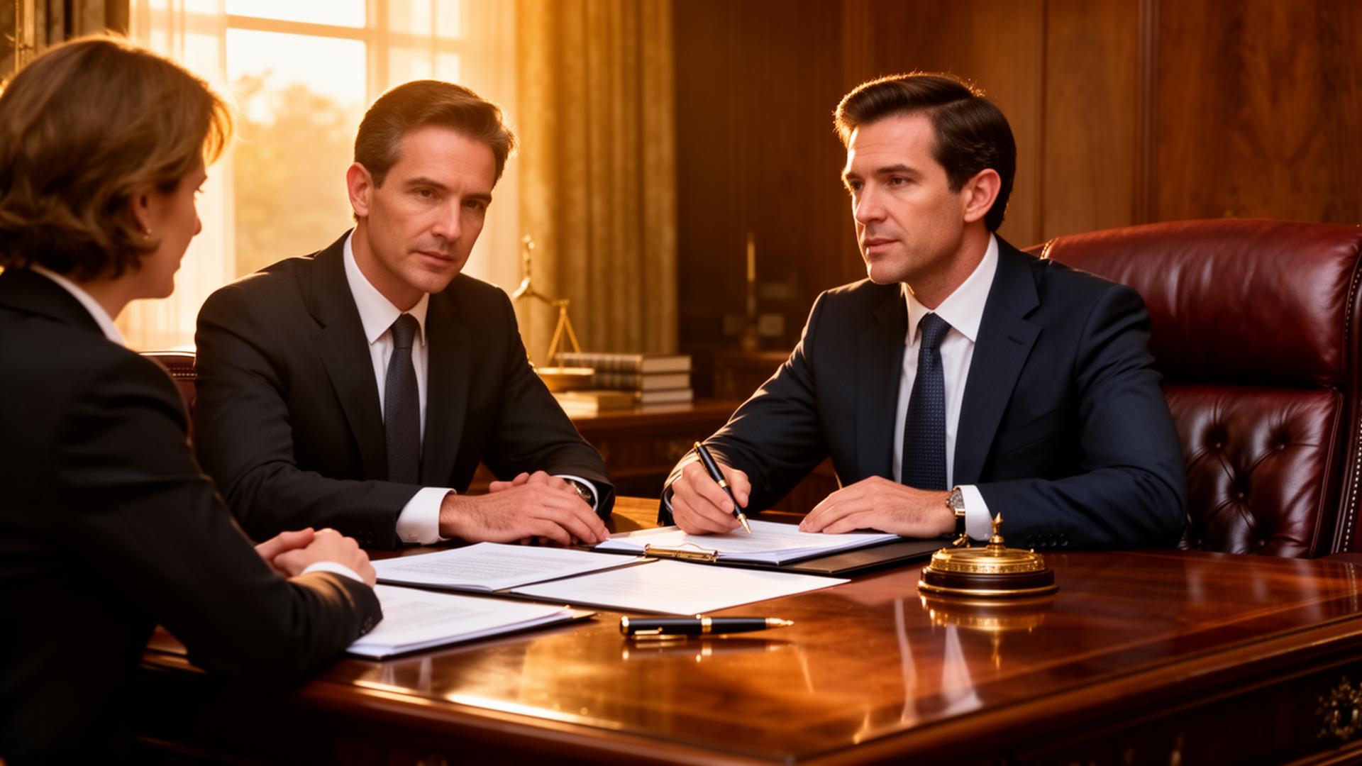 Lawyers consulting a client